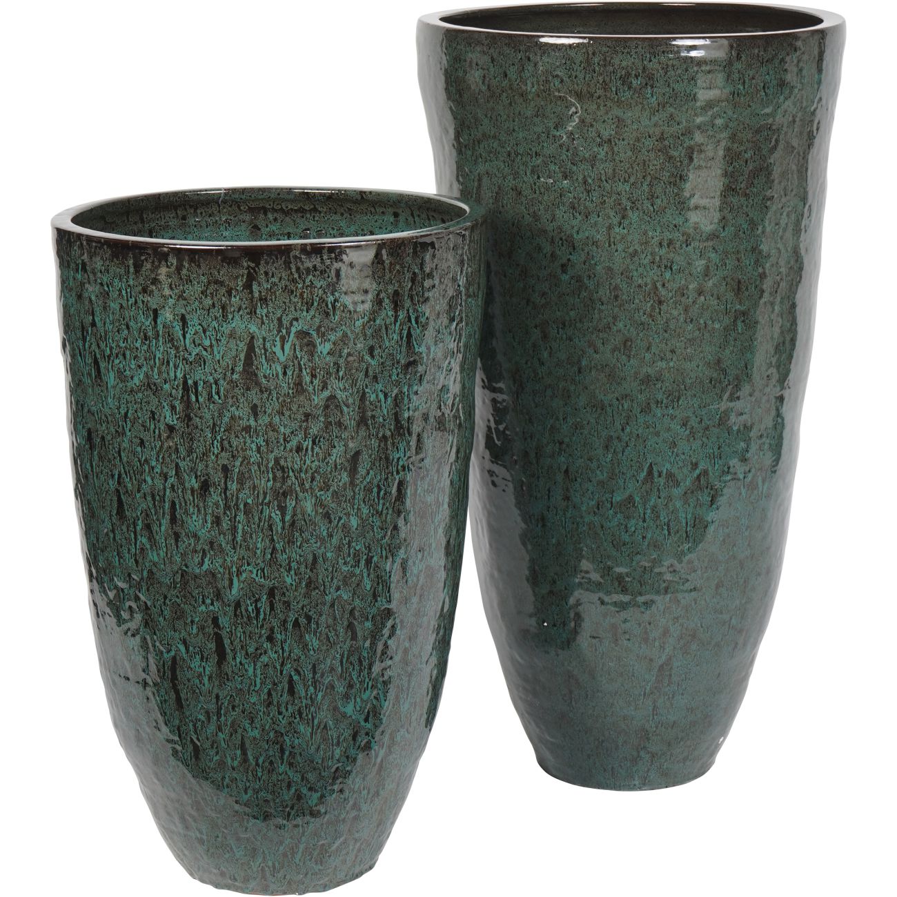 Mederno Reactive Glaze Ceramic Tall Green Planter 90cm Large